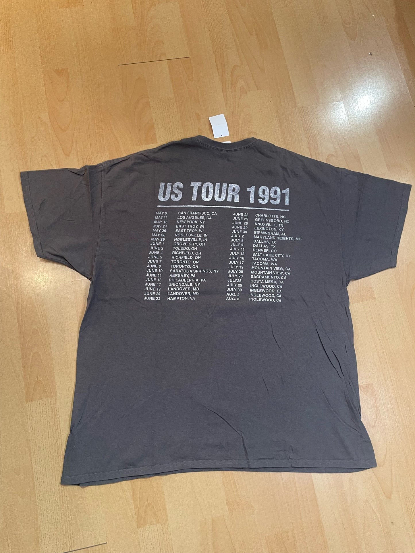 GUNS N ROSES "USE YOUR ILLUSION US TOUR 1991" MUSIC BAND T-SHIRT SZ: XXL
