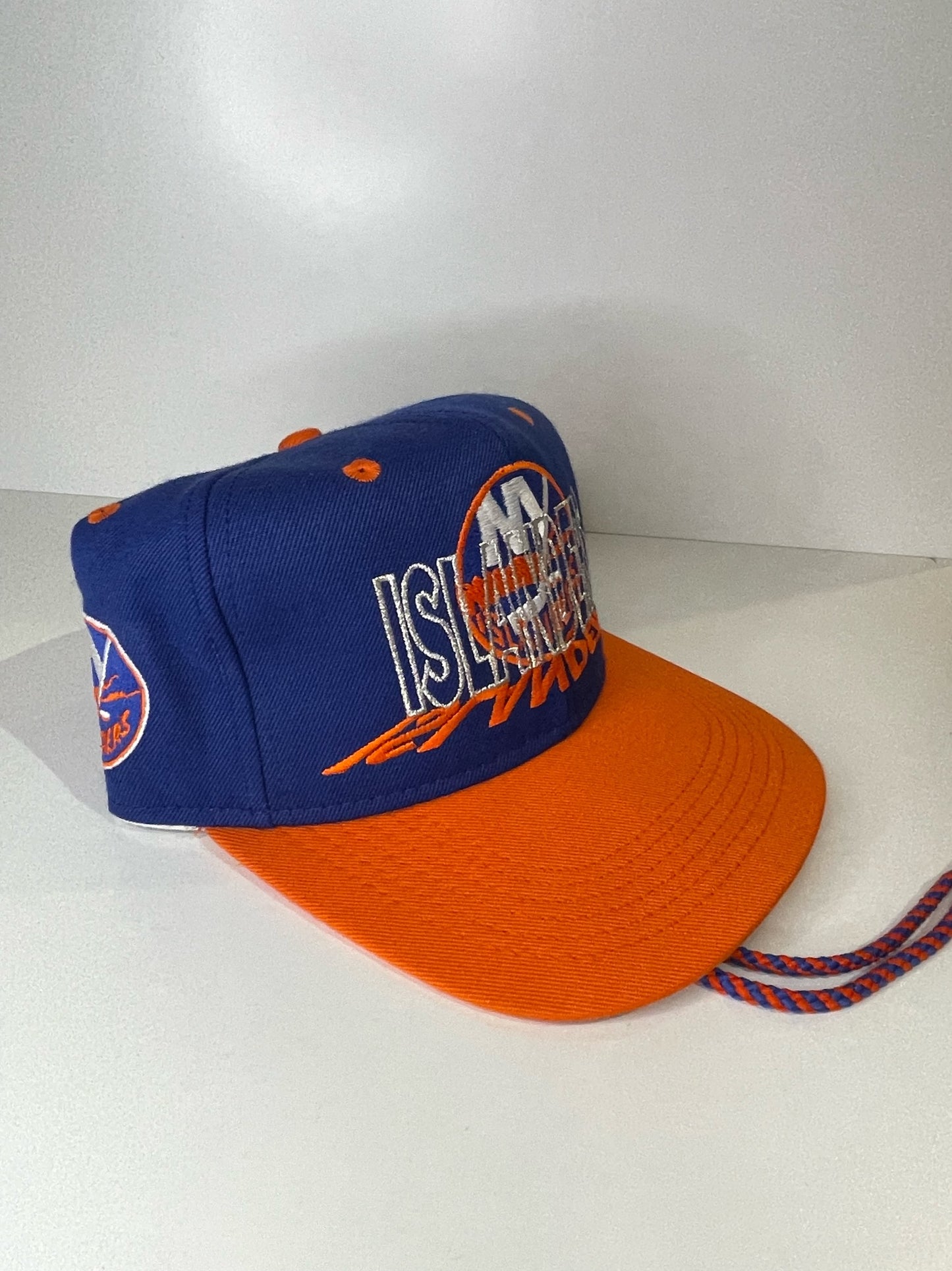 VINTAGE 90s NEW YORK ISLANDERS #1 APPAREL DRAWSTRING CAP HAT