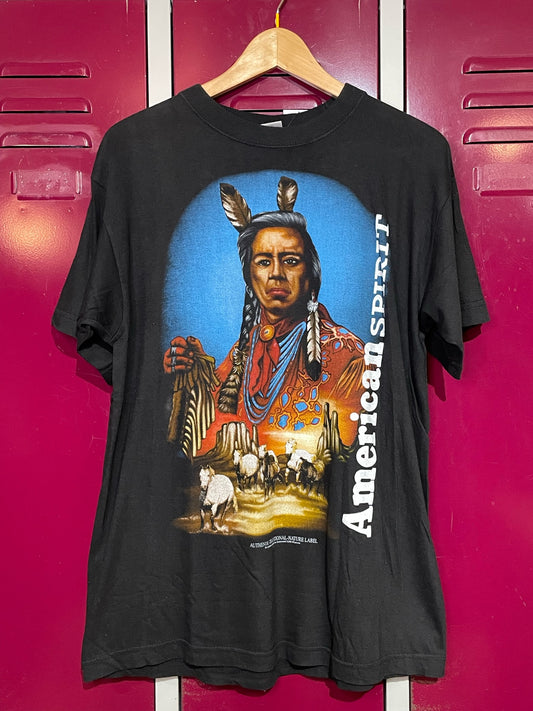 VINTAGE AMERICAN SPIRIT "NATIVE INDIAN CHIEF" T-SHIRT  SZ: L