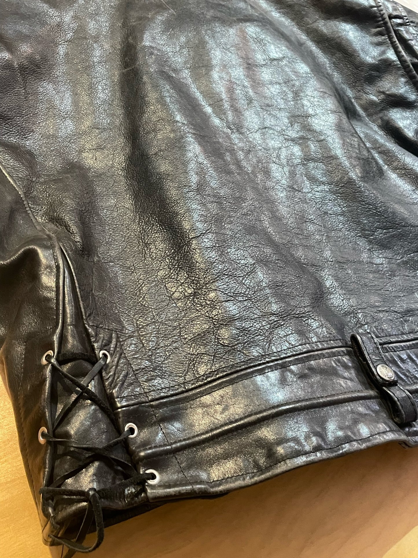 VINTAGE REDSKINS "RIDERS" MOTORCYCLE LEATHER JACKET SZ: XL