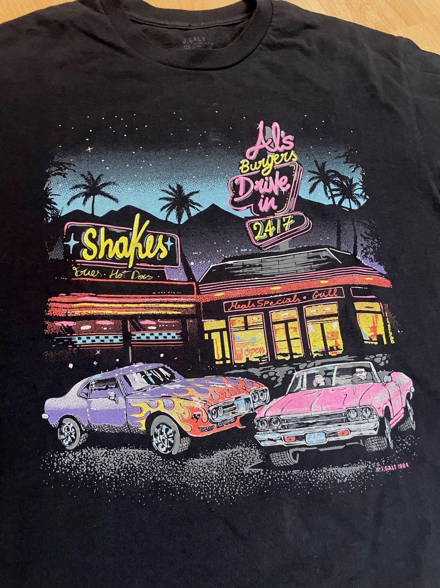 ROAD DINER J.GALT AMERICAN CAR RACING T-SHIRT SZ: ONE SIZE = L