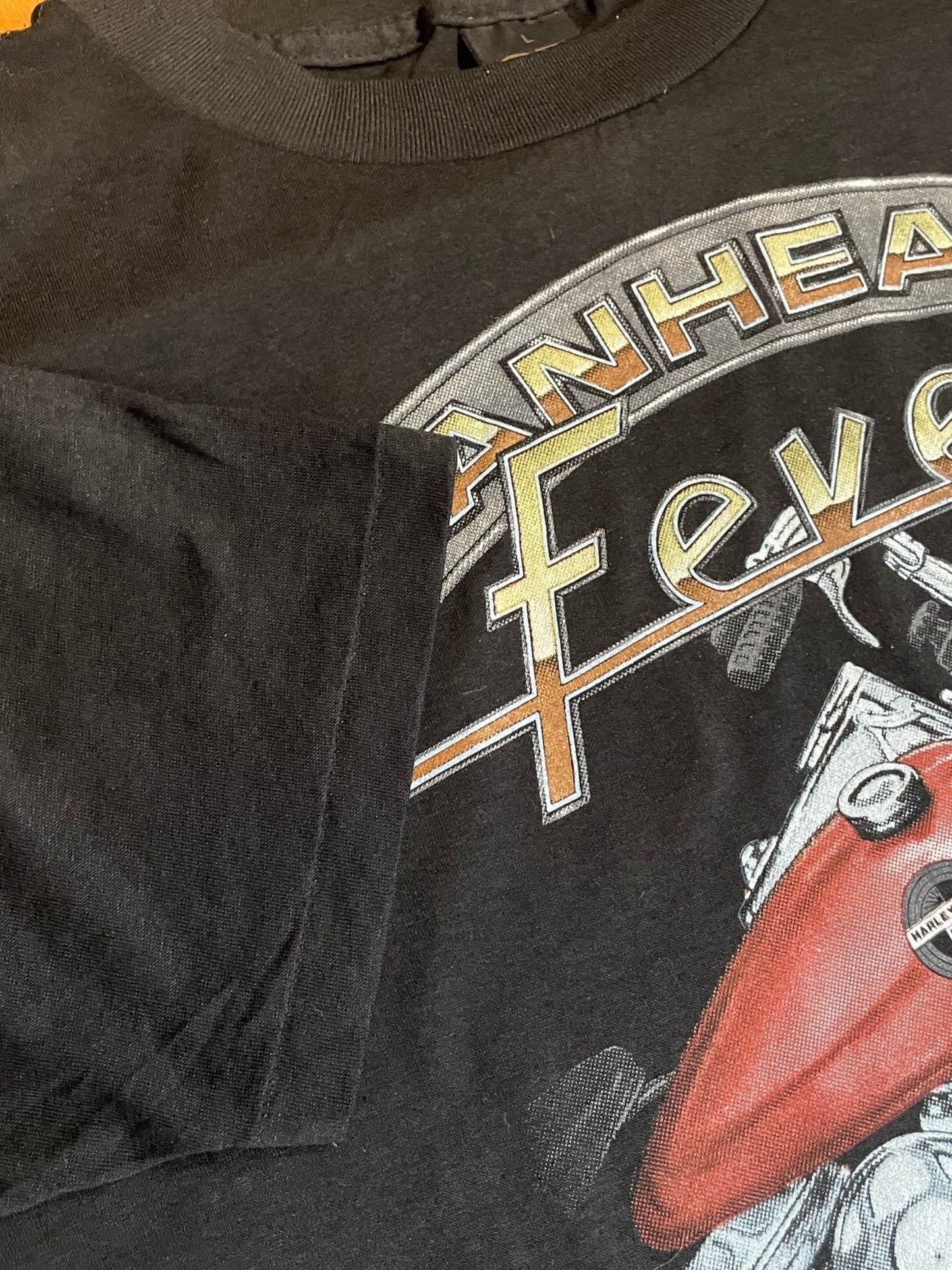 VINTAGE 1990 3D EMBLEM HARLEY DAVIDSON "PANHEAD FEVER" MOTORCYCLES T-SHIRT SZ: L