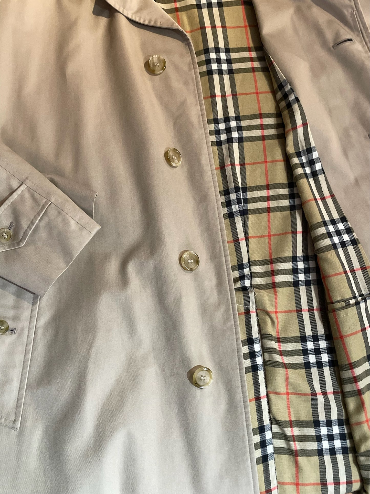 VINTAGE BURBERRY NOVA CHECK MAC TRENCH COAT JACKET  SZ: 56R = XXL