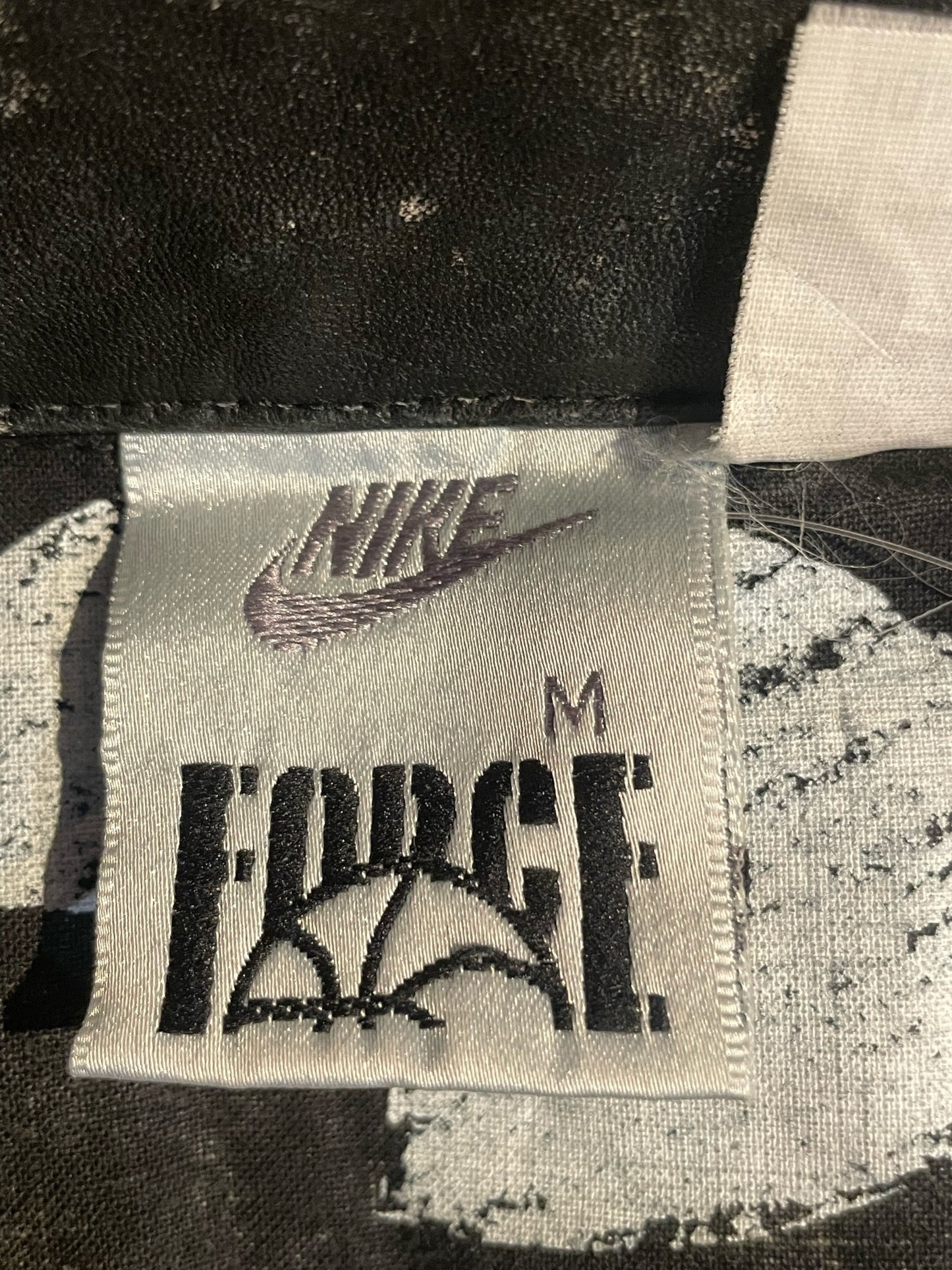 VINTAGE 90s NIKE FORCE DENIM ACID WASH LEATHER DAVID ROBINSON JACKET SZ: M