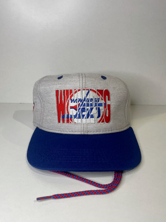 VINTAGE 90s WINNIPEG JETS #1 APPAREL DRAWSTRING CAP HAT