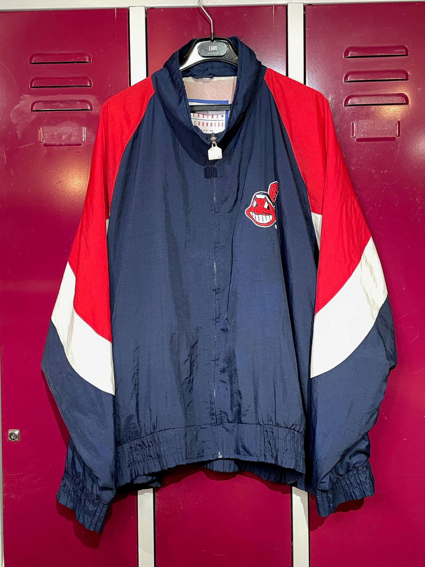 VINTAGE 90s LOGO 7 CLEVELAND INDIANS MLB SPORT JACKET  SZ: XL