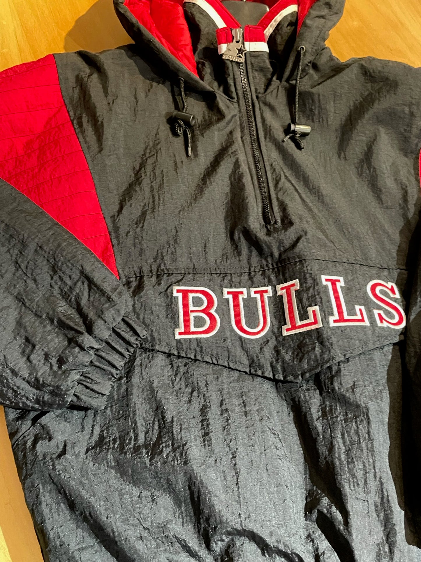 VINTAGE 90s STARTER CHICAGO BULLS NBA HALF ZIP JACKET SZ: S