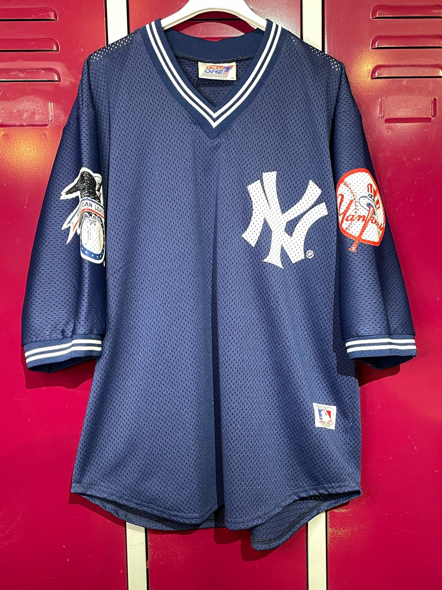 VINTAGE 90s PRO ONE NEW YORK YANKEES MLB JERSEY SZ: XL