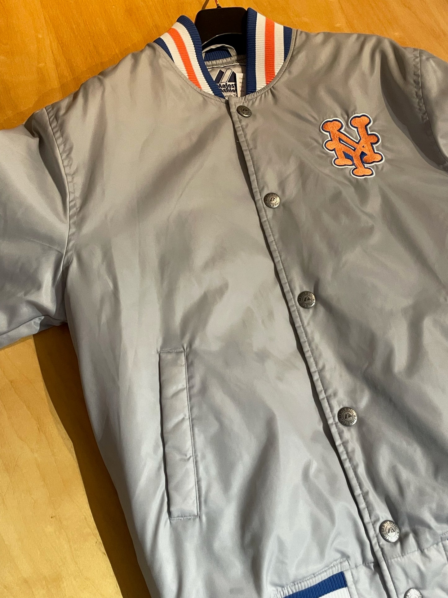 MAJESTIC NEW YORK METS MLB SATIN JACKET SZ: L