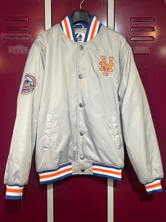 MAJESTIC NEW YORK METS MLB SATIN JACKET  SZ: L