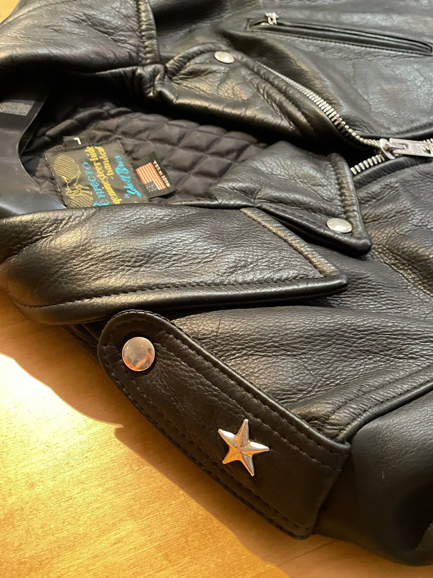 SCHOTT BROS. 519 PERFECTO "WAXY NATURAL COWHIDE 50'S" JACKET SZ: L