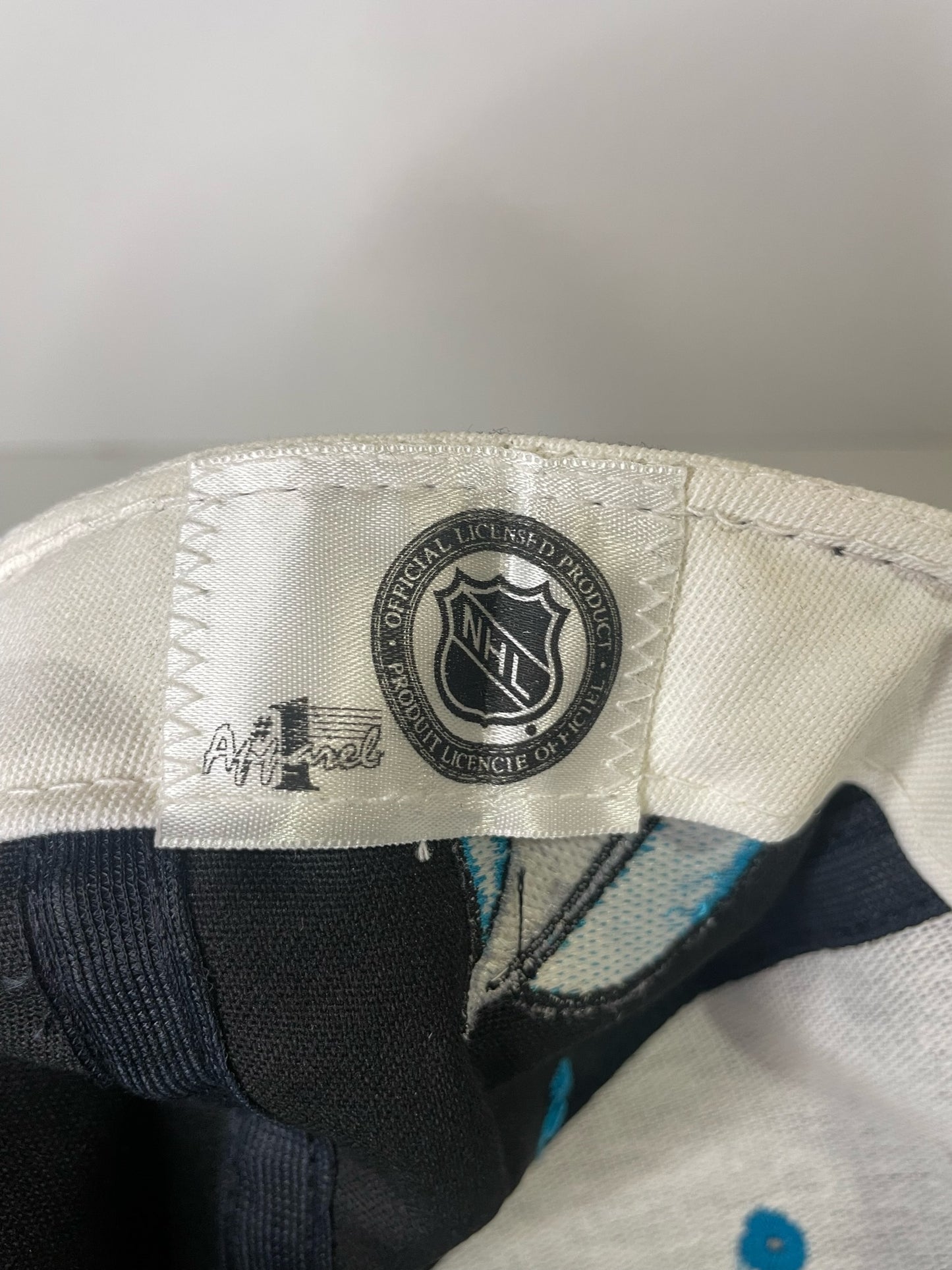 VINTAGE 90s SAN JOSE SHARKS #1 APPAREL DRAWSTRING CAP HAT