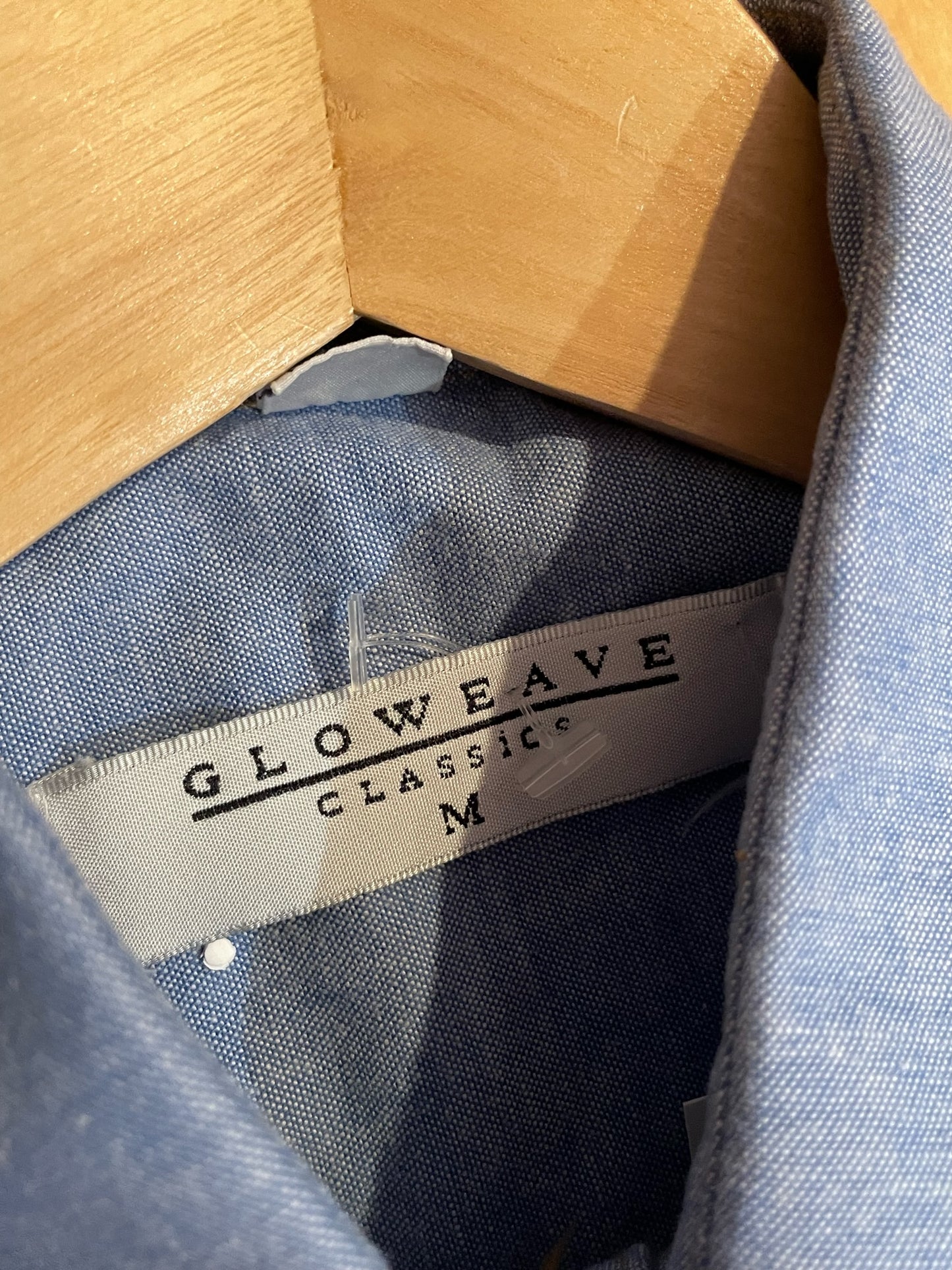VINTAGE 90s GLOWEAVE DENIM SHORT SLEEVES SHIRT SZ: M