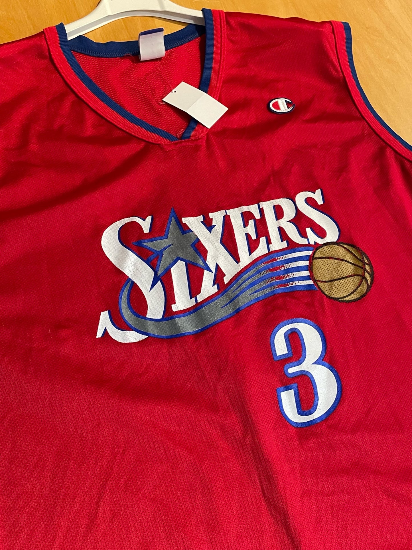 VINTAGE CHAMPION PHILADELPHIA 76ERS "IVERSON" NBA JERSEY SZ: 48=XL
