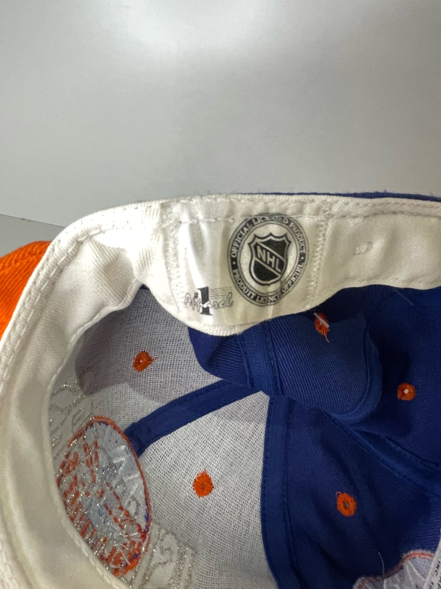 VINTAGE 90s NEW YORK ISLANDERS #1 APPAREL DRAWSTRING CAP HAT