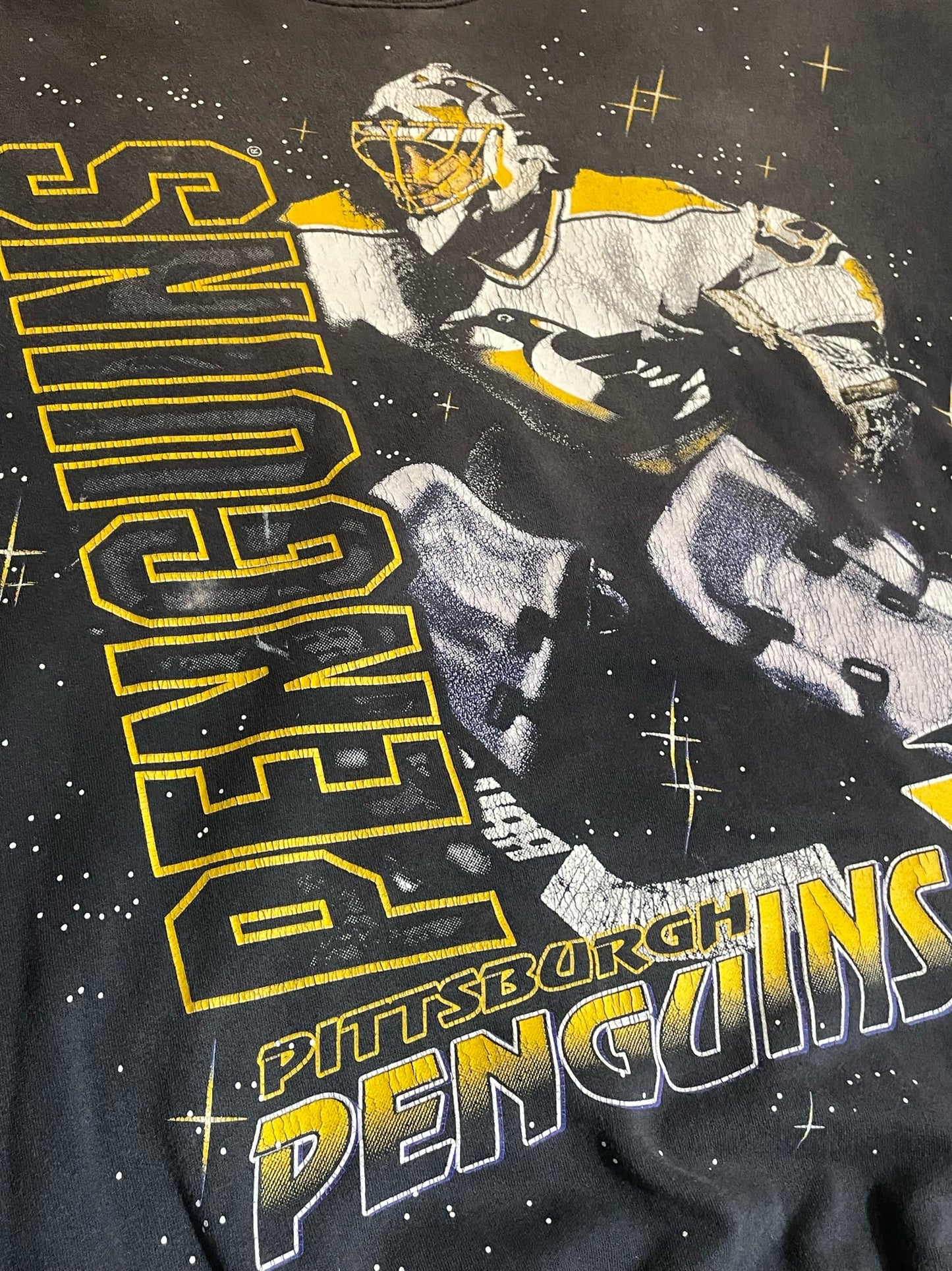 VINTAGE 1994 BULLETIN ATHLETIC PITTSBURGH PENGUINS NHL HOCKEY CREWNECK SWEATSHIRT SZ: 2 = XL