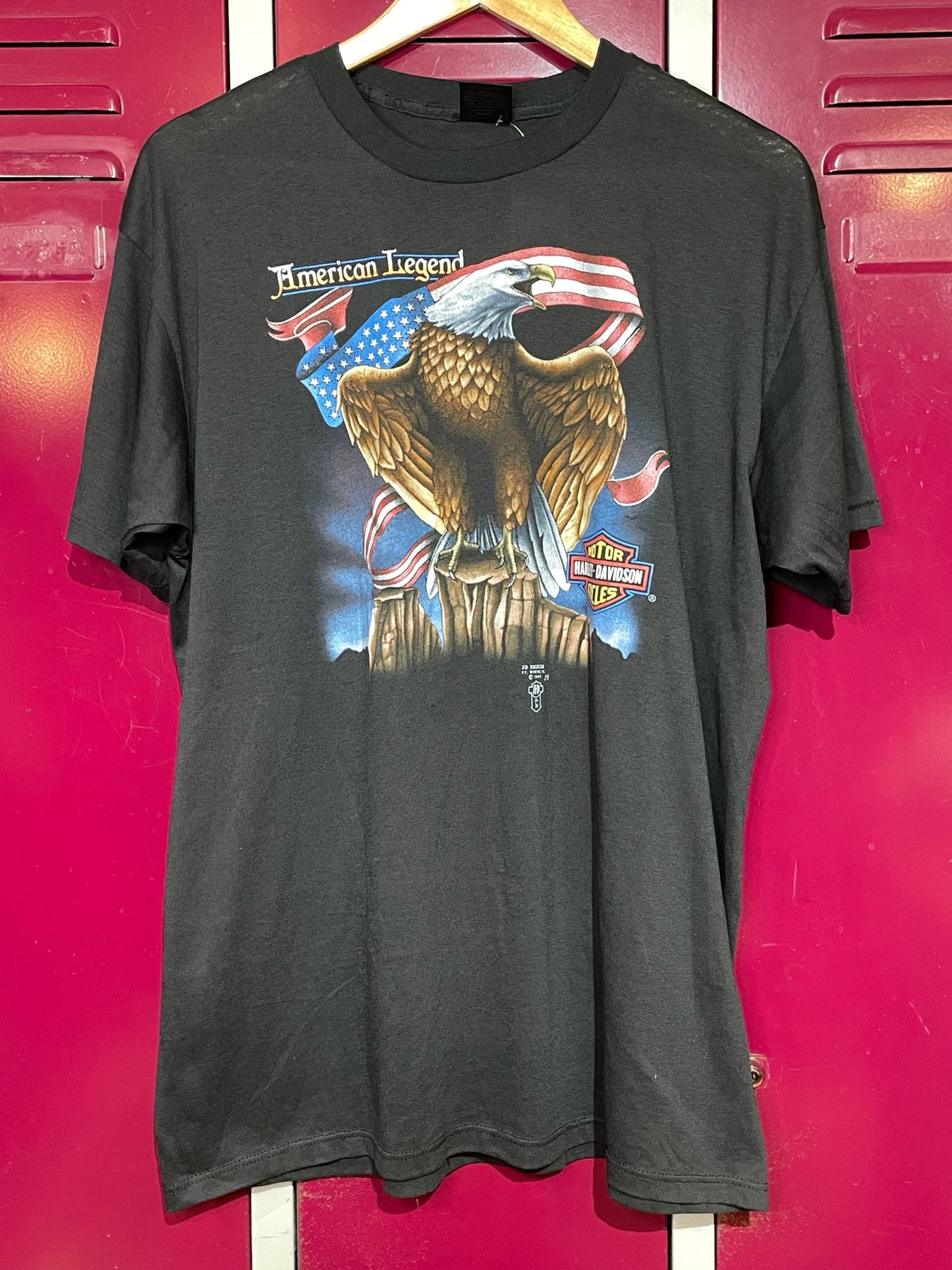 VINTAGE 1988 3D EMBLEM HARLEY DAVIDSON "AMERICAN LEGEND" MOTORCYCLES T-SHIRT SZ: XL