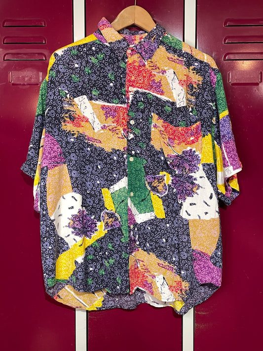 VINTAGE 90s OVERSIZE SHORT SLEEVES SHIRT  SZ: ONE SIZE ~ L