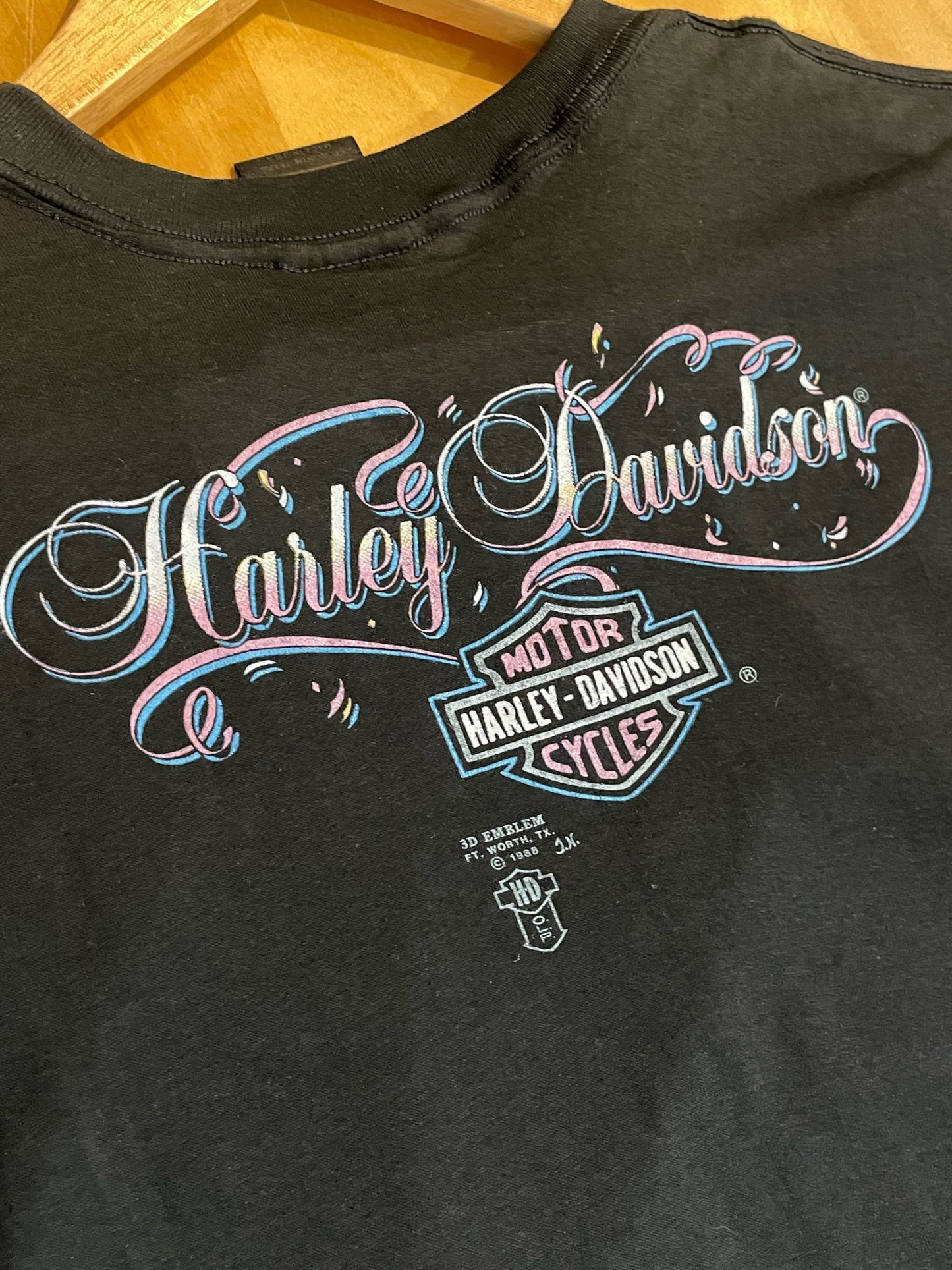 VINTAGE 1988 3D EMBLEM HARLEY DAVIDSON "AMERICAN LEGEND" MOTORCYCLES T-SHIRT SZ: XL
