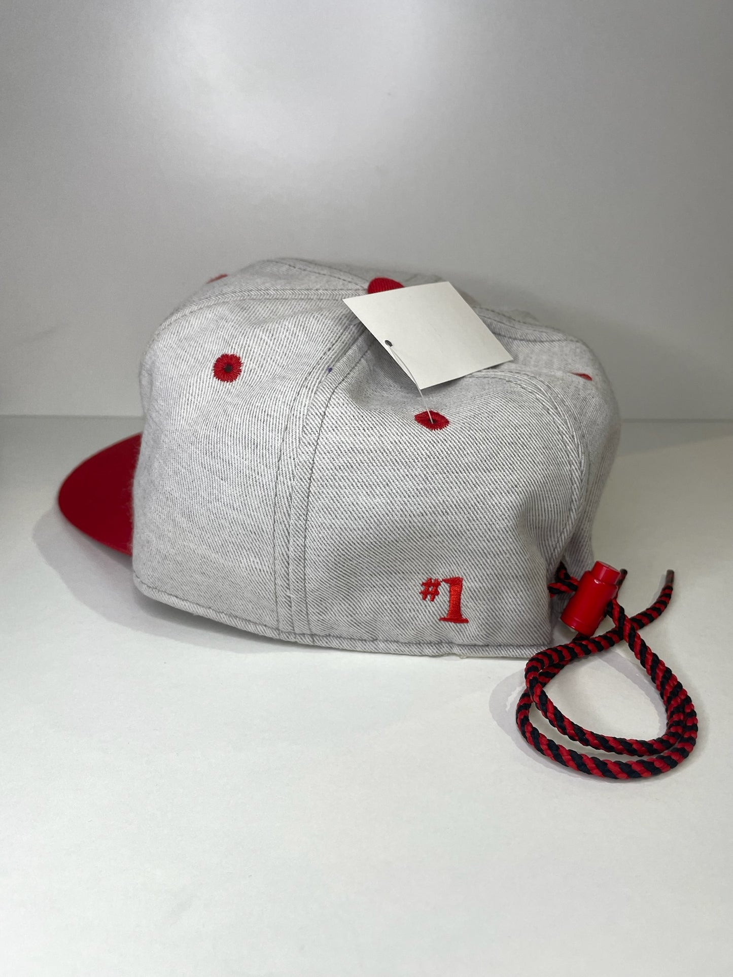 VINTAGE 90s NEW JERSEY DEVILS #1 APPAREL DRAWSTRING CAP HAT