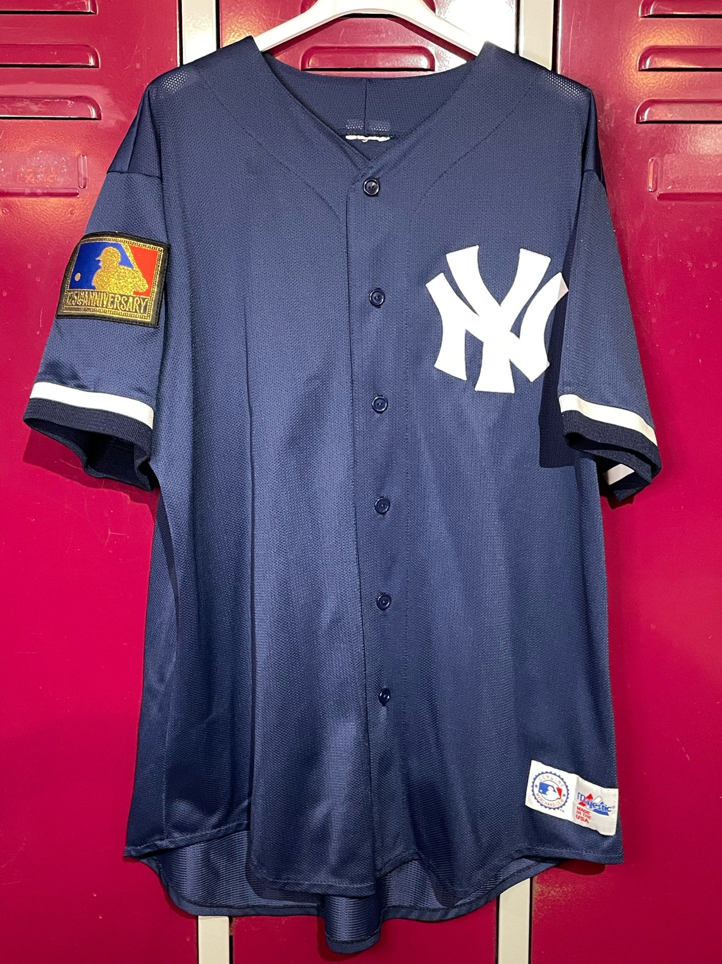 VINTAGE 2001 MAJESTIC NEW YORK YANKEES "125th ANNIVERSARY" MLB BASEBALL JERSEY SZ: XL