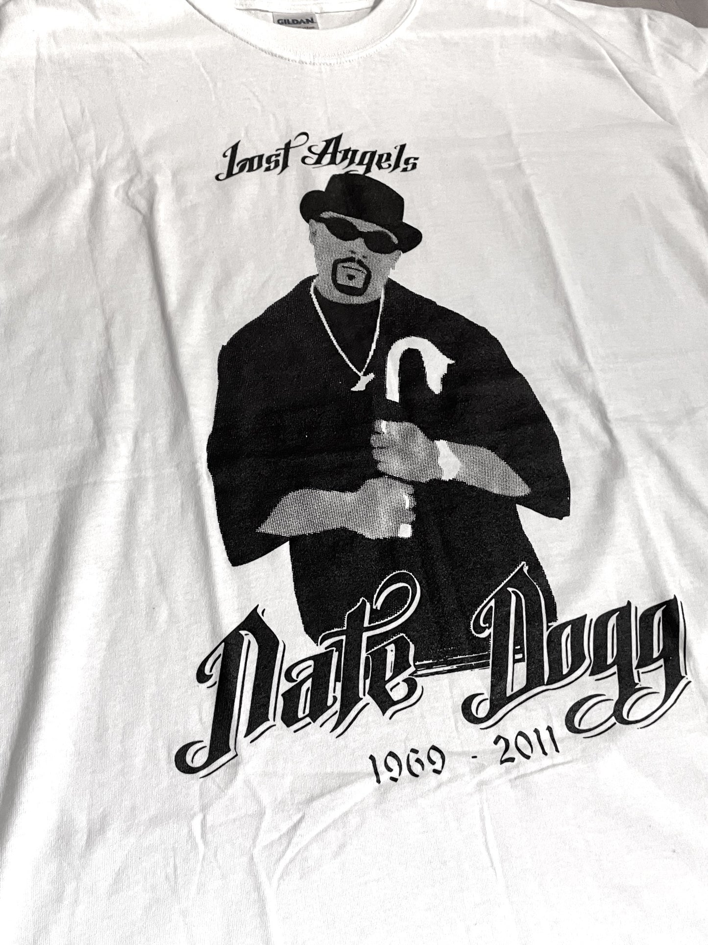 NATE DOGG "JUST ANGELS/1969-2011" MUSIC HIP-HOP T-SHIRT SZ: XL