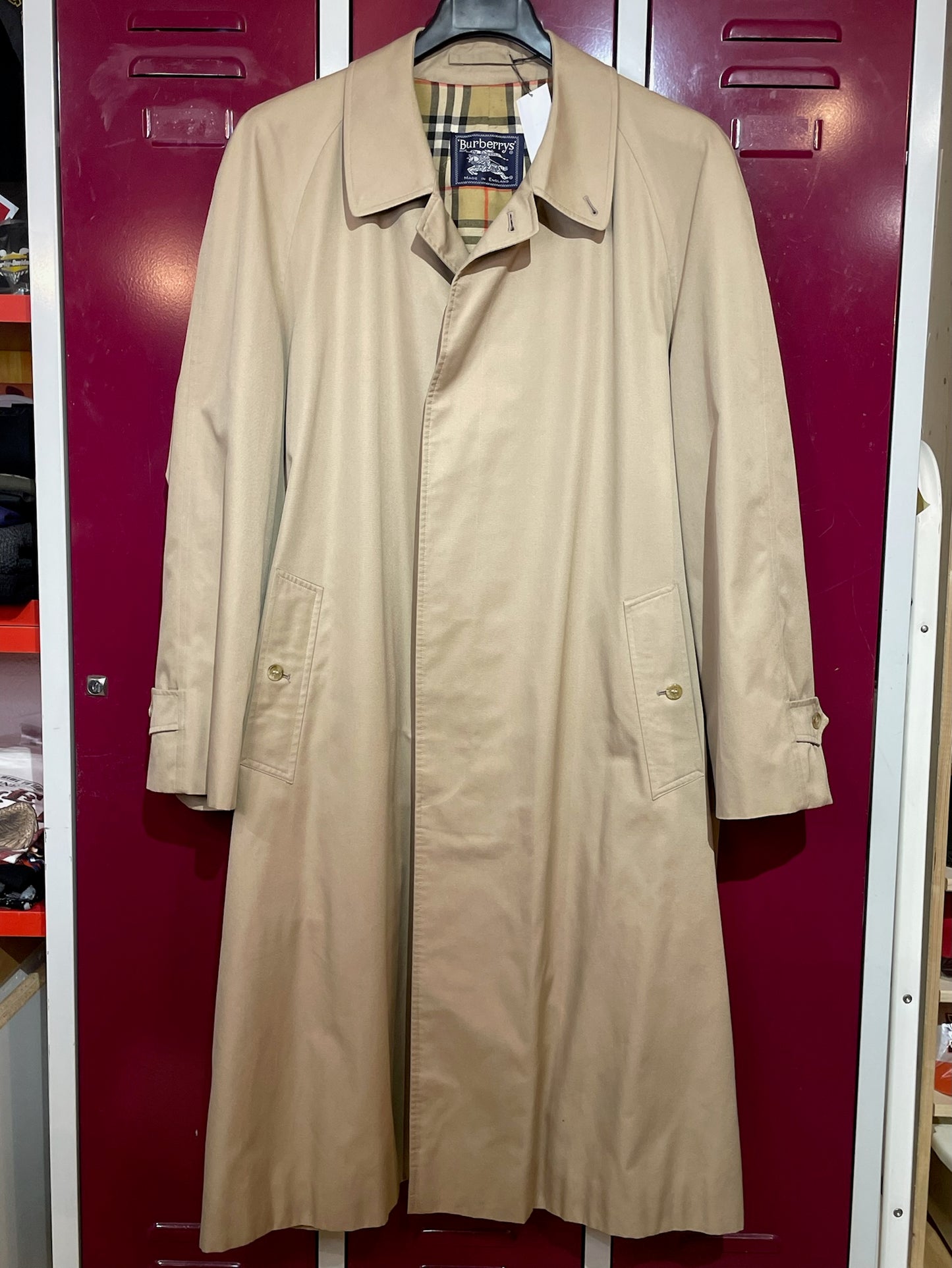 VINTAGE BURBERRY NOVA CHECK MAC TRENCH COAT JACKET  SZ: 56R = XXL