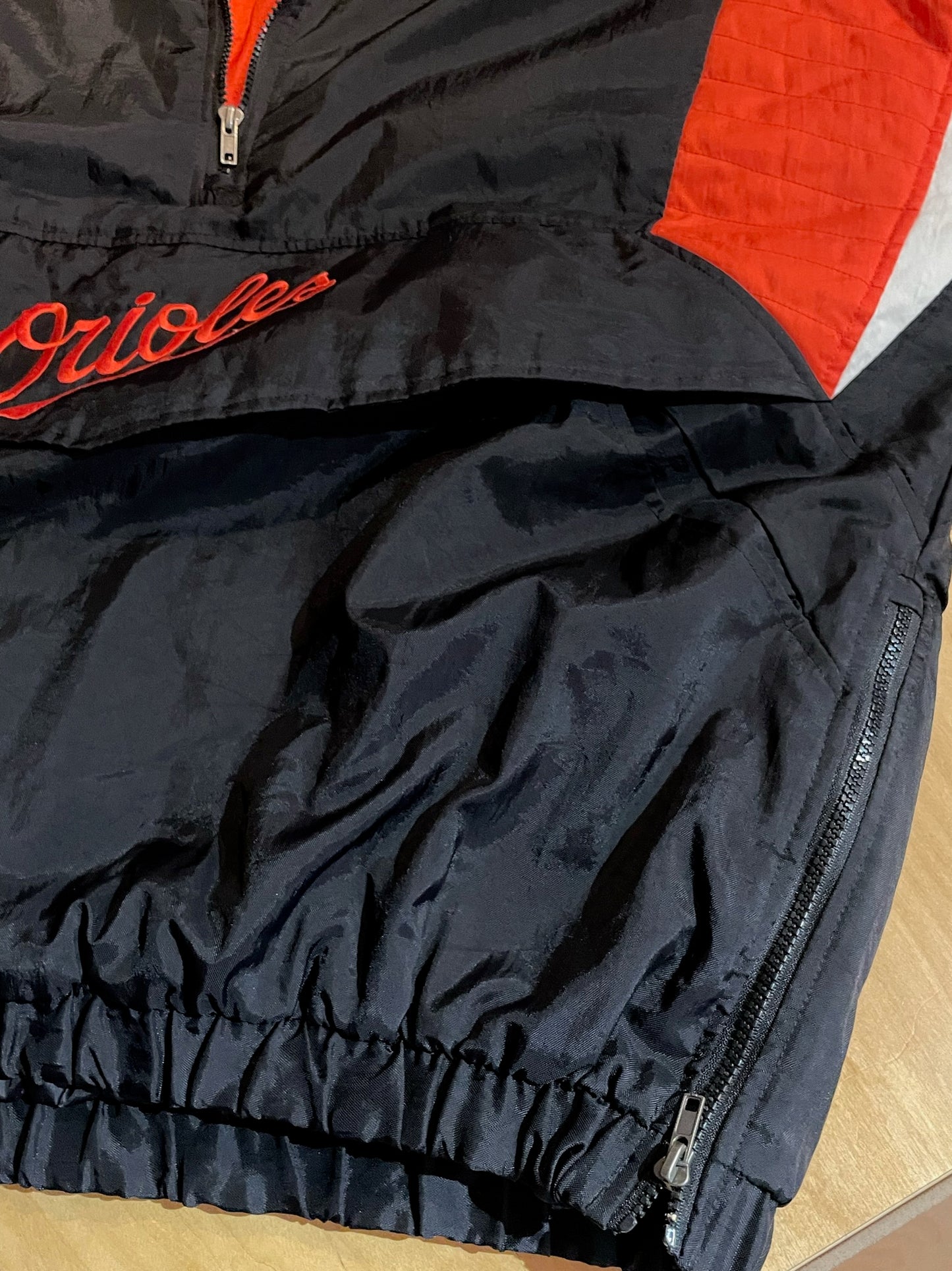VINTAGE 90s MAJESTIC BALTIMORE ORIOLES HOODED JACKET SZ: XL