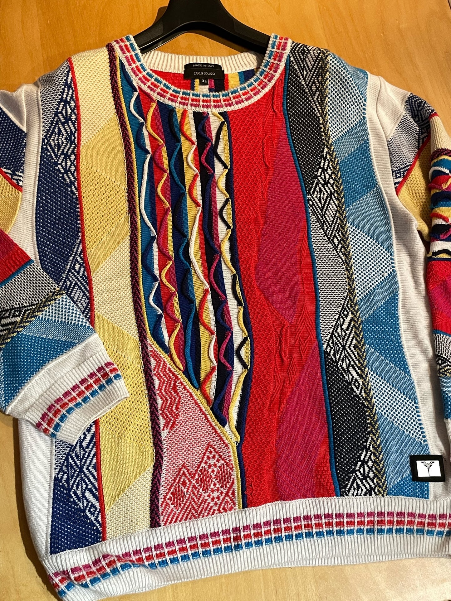 CARLO COLUCCI MADE IN ITALY MULTICOLORS KNIT PULLOVER SZ: XL