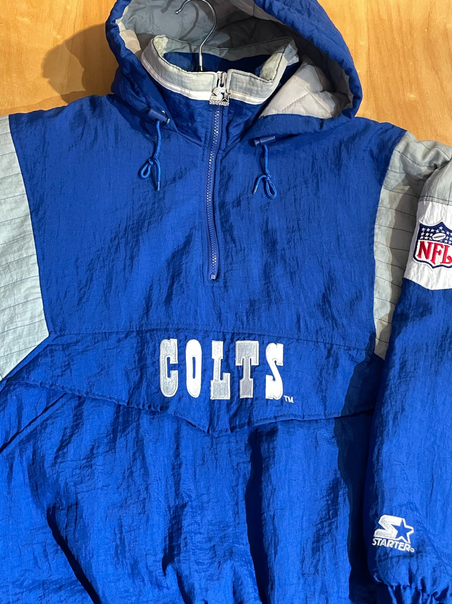 VINTAGE 90s STARTER INDIANAPOLIS COLTS NFL HALF ZIP JACKET SZ: S