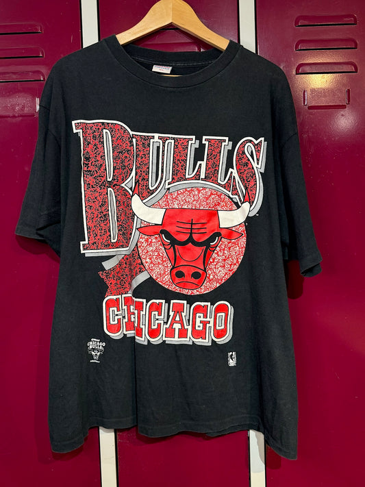 VINTAGE 90s CHICAGO BULLS TRUE-FAN T-SHIRT   SZ: XL