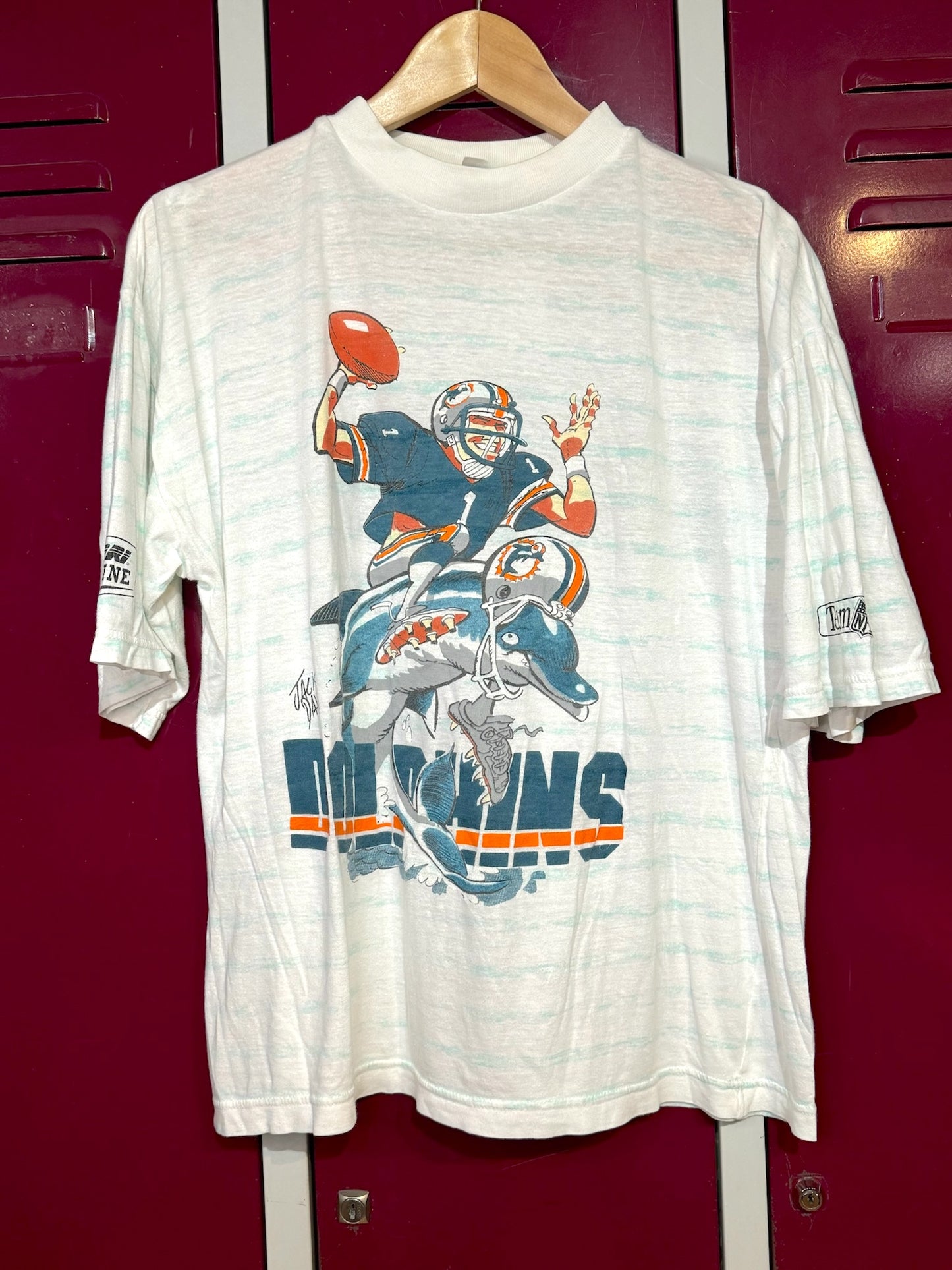 VINTAGE MIAMI DOLPHINS CAMPRI "ILLUSTRATION BY JACK DAVIS" T-SHIRT SZ: M
