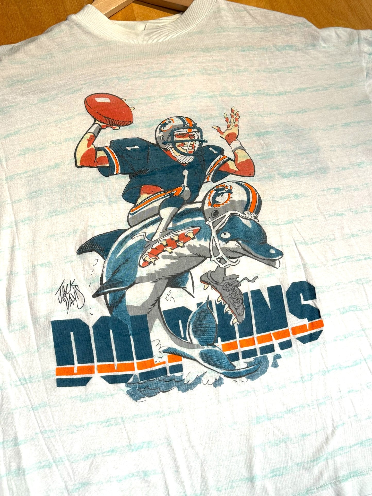 VINTAGE MIAMI DOLPHINS CAMPRI "ILLUSTRATION BY JACK DAVIS" T-SHIRT SZ: M