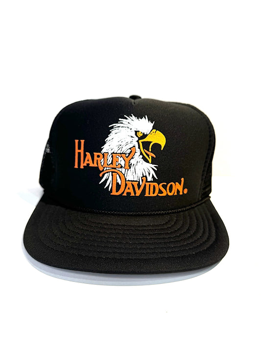"NEW" VINTAGE 80s HARLEY DAVIDSON "EAGLE HEAD" MOTORCYCLE TRUCKER SNAPBACK CAP HAT