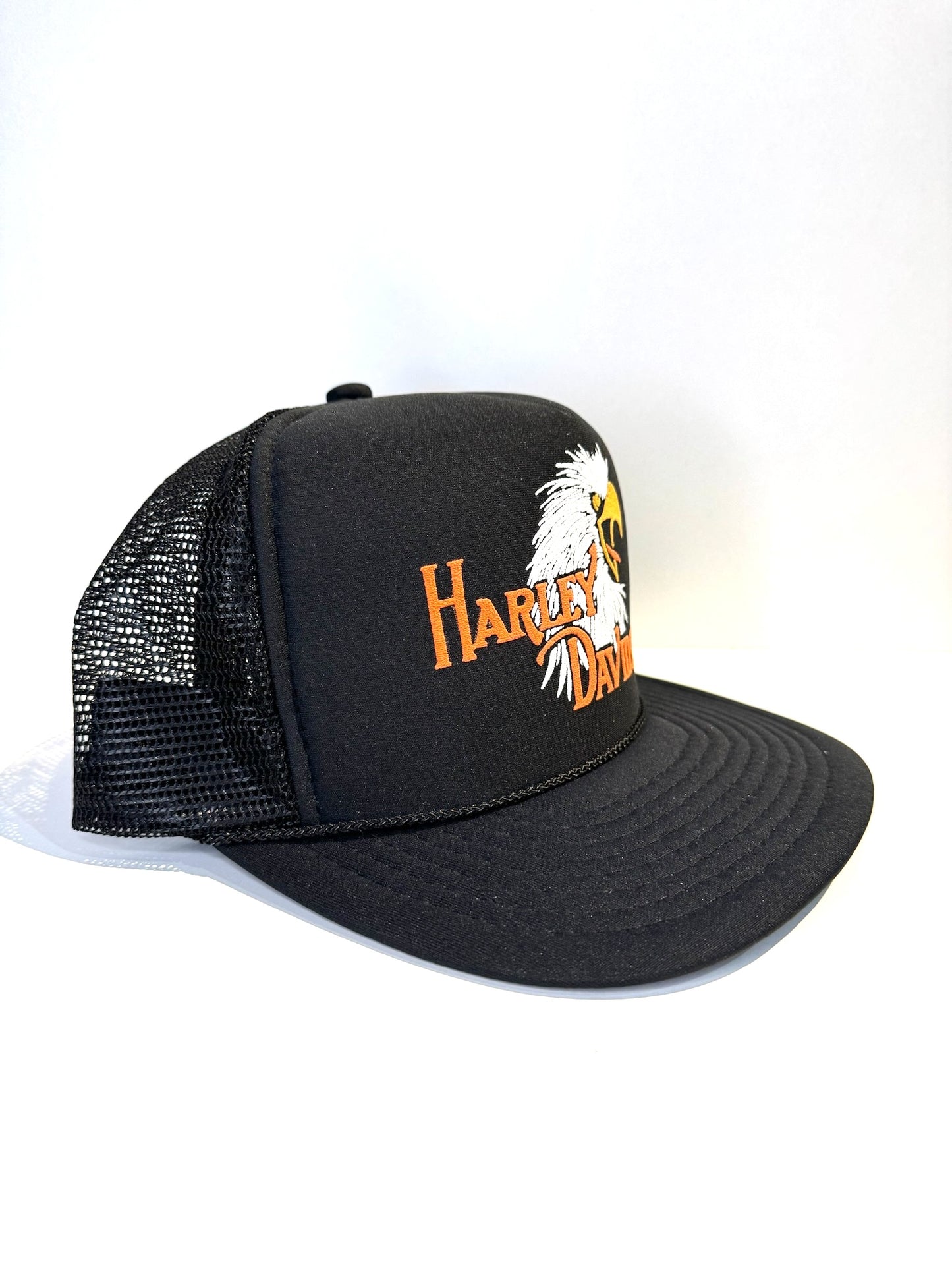 "NEW" VINTAGE 80s HARLEY DAVIDSON "EAGLE HEAD" MOTORCYCLE TRUCKER SNAPBACK CAP HAT
