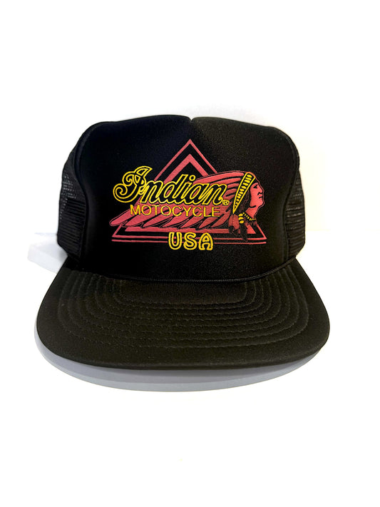 "NEW" VINTAGE 80s INDIAN MOTORCYCLE USA TRUCKER SNAPBACK CAP HAT