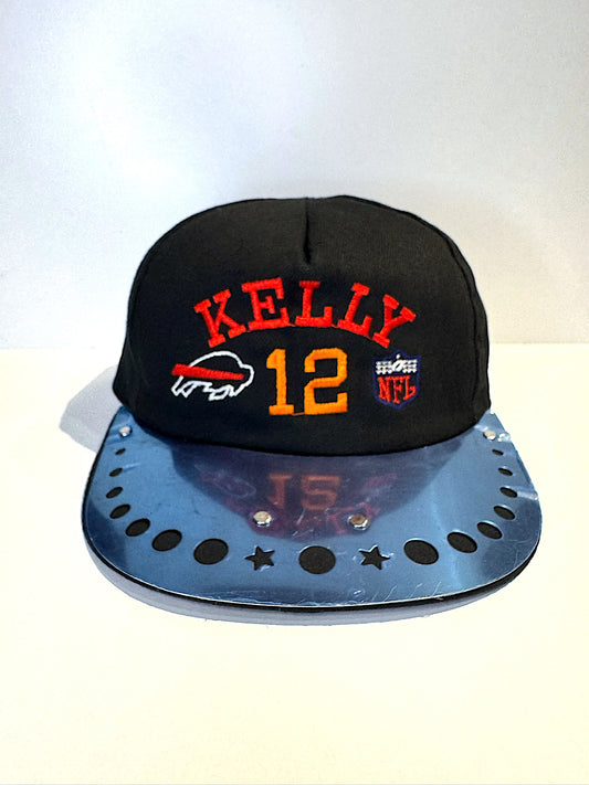 VINTAGE 90s BUFFALO BILLS "JIM KELLY" METAL PLATE SNAPBACK CAP HAT
