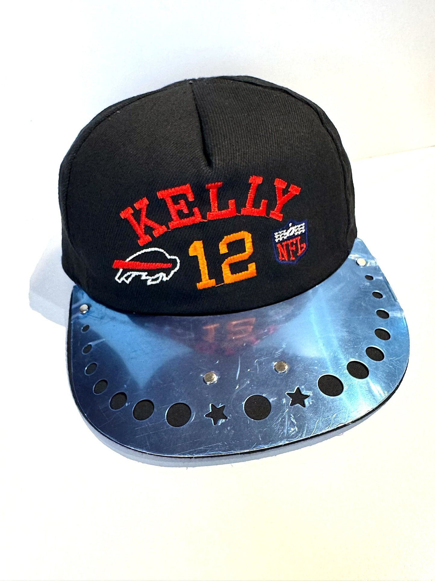 VINTAGE 90s BUFFALO BILLS "JIM KELLY" METAL PLATE SNAPBACK CAP HAT