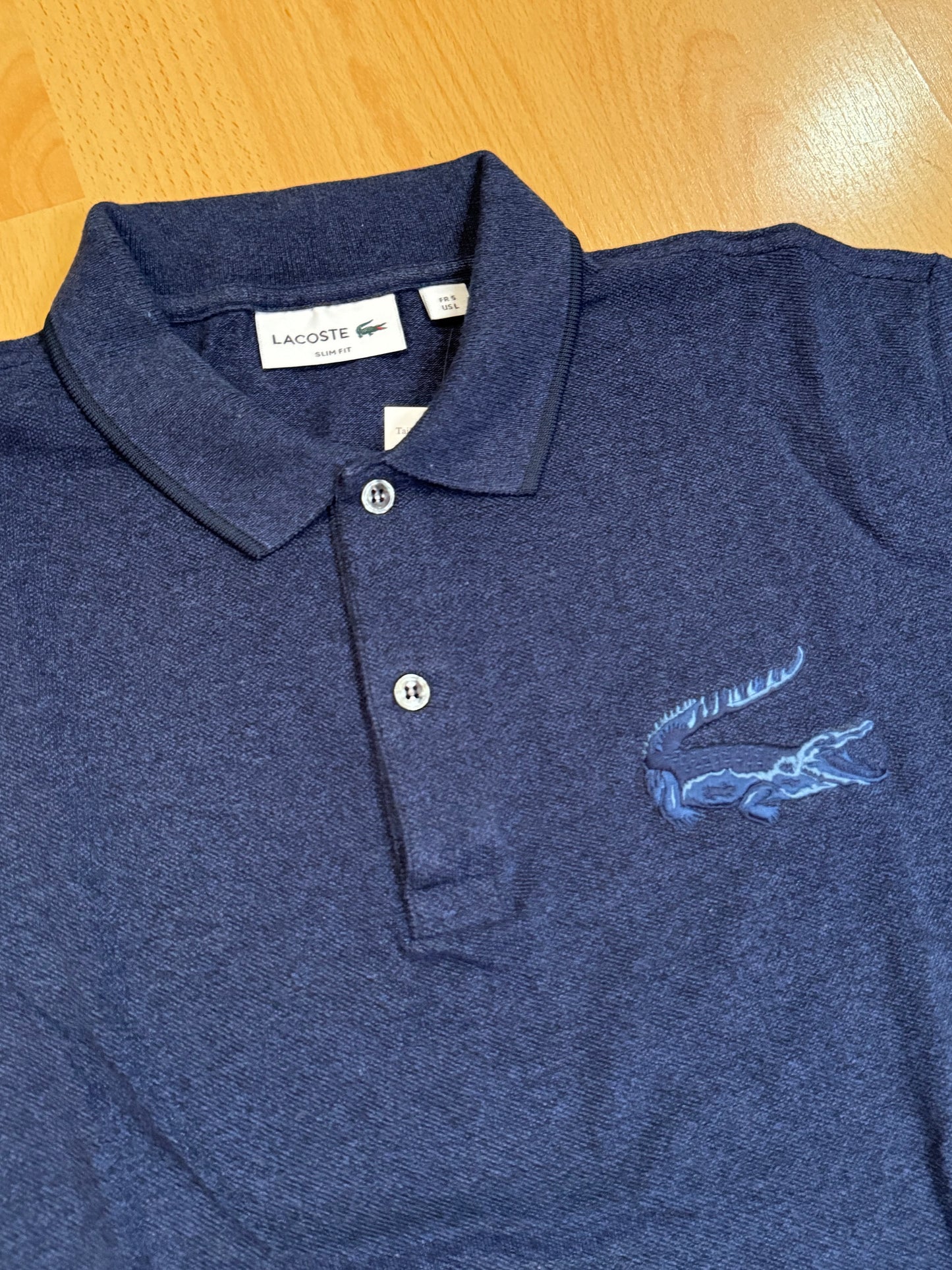 LACOSTE SLIM FIT "BIG LOGO" POLO SZ: 5 = US L