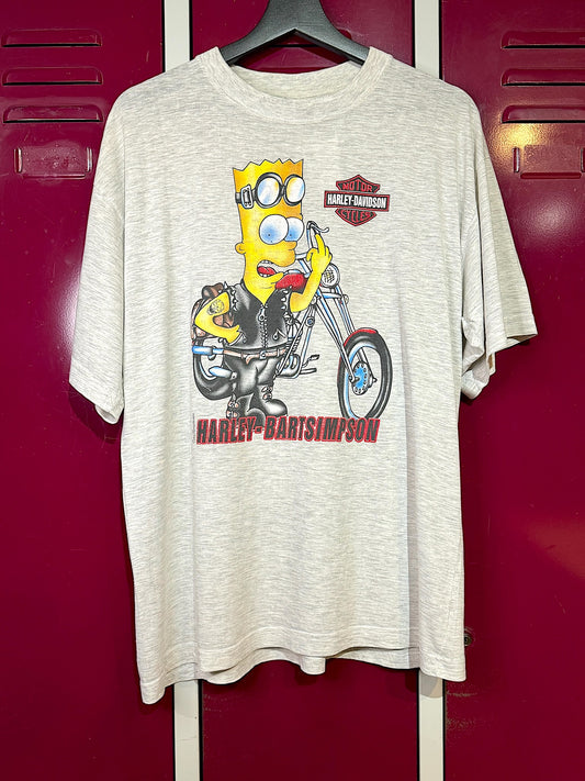 VINTAGE 90s HARLEY DAVIDSON "BART SIMPSONS" MOTORCYCLE T-SHIRT  SZ: L