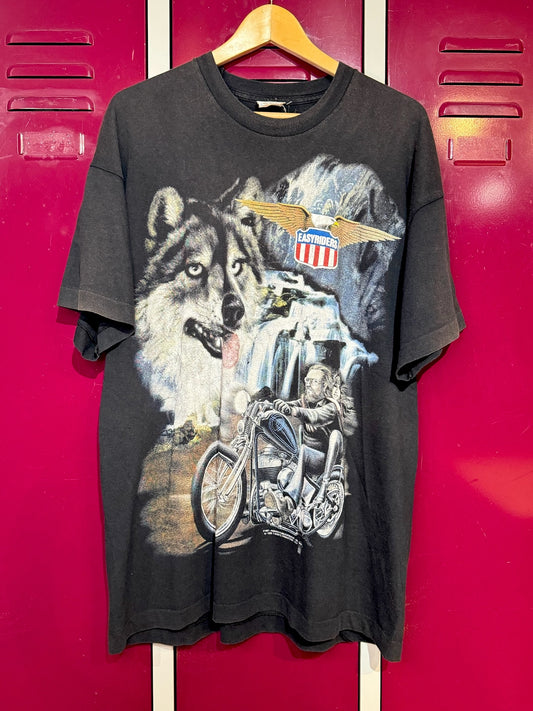 VINTAGE 1999 EASYRIDERS "WOLF & RIDER" MOTORCYCLES T-SHIRT  SZ: XL
