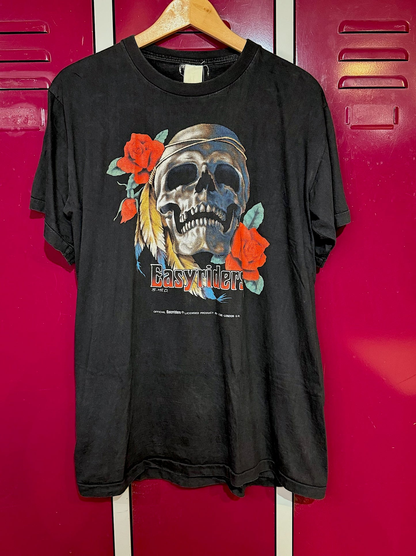 VINTAGE 90s EASYRIDERS "SKULL & ROSES" MOTORCYCLES T-SHIRT SZ: XL