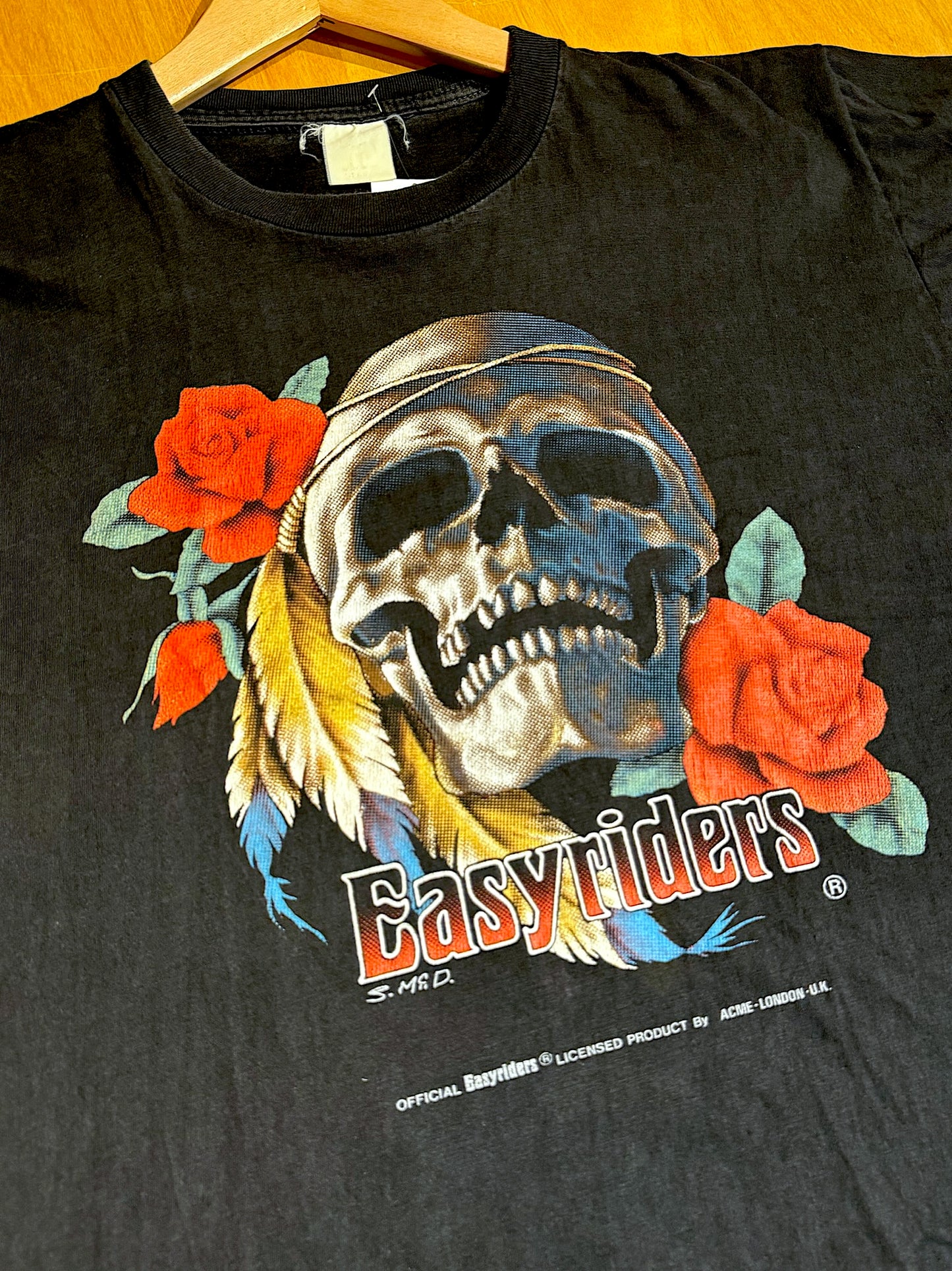 VINTAGE 90s EASYRIDERS "SKULL & ROSES" MOTORCYCLES T-SHIRT SZ: XL