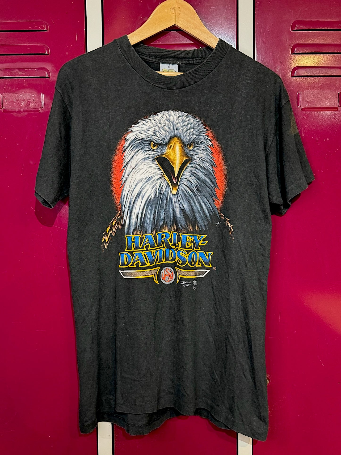 VINTAGE 1989 3D EMBLEM HARLEY DAVIDSON "EAGLE HEAD" MOTORCYCLES T-SHIRT SZ: M