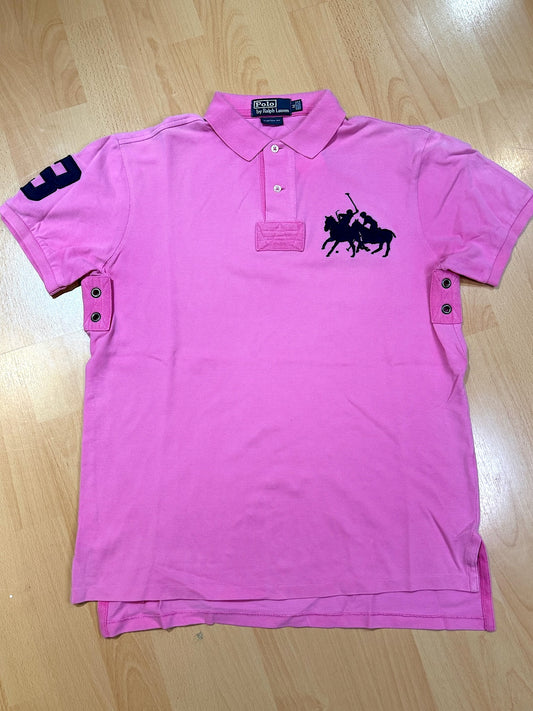 "WOMEN" POLO RALPH LAUREN "PINK" DUAL BIG PONY POLO SZ: M