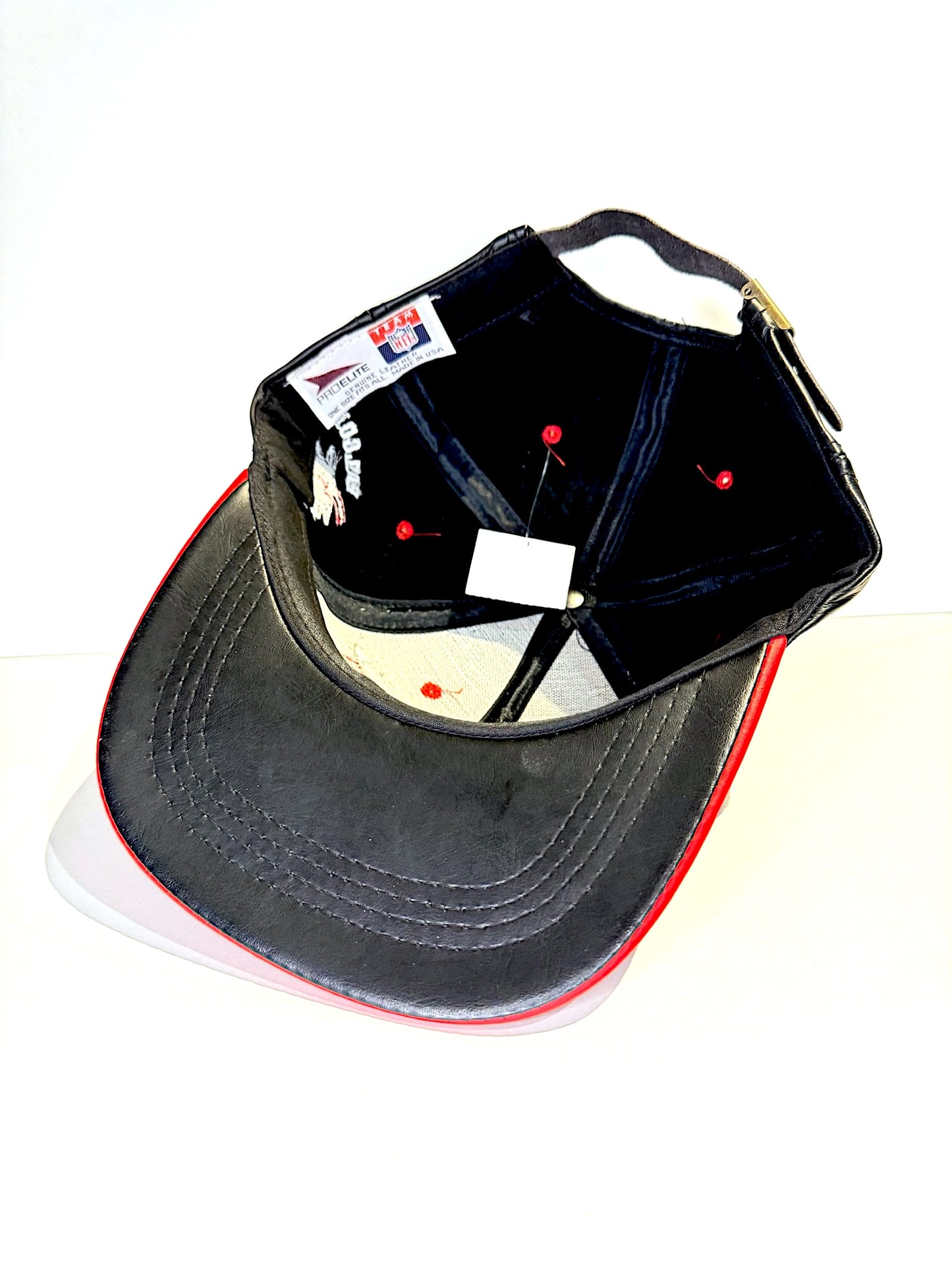 VINTAGE 90s ATLANTA FALCONS PRO ELITE LEATHER STRAPBACK CAP HAT