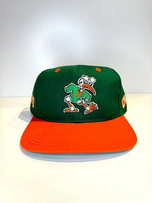 "DS" VINTAGE 90s MIAMI HURRICANES TWINS "BACKTALK" SNAPBACK CAP HAT