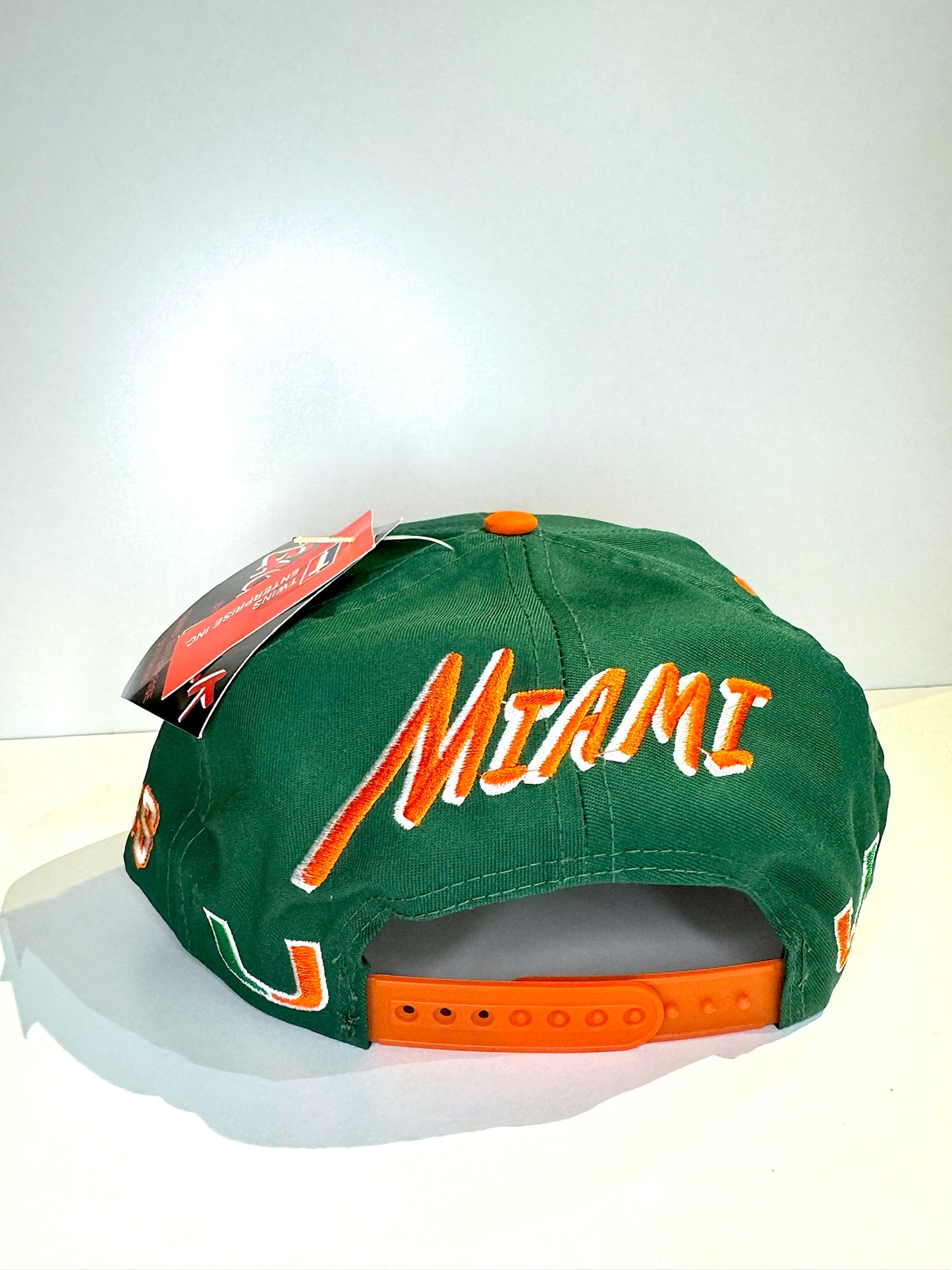 "DS" VINTAGE 90s MIAMI HURRICANES TWINS "BACKTALK" SNAPBACK CAP HAT
