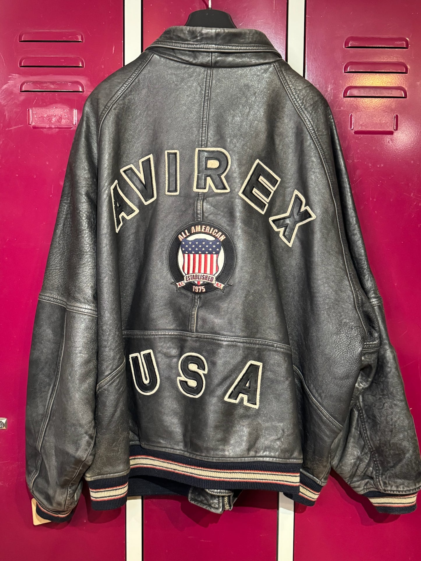 VINTAGE 90s AVIREX "OG SIGNATURE" CLASSIC VARSITY JACKET SZ: 5XL