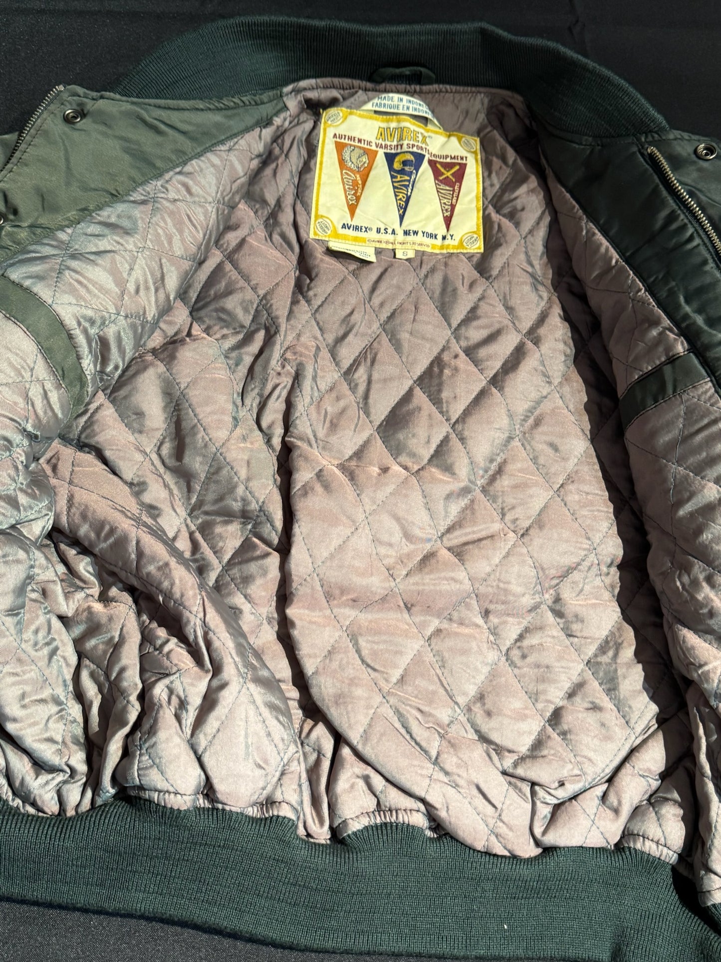 VINTAGE 90s AVIREX INDIAN CHIEF "CHOCTOW FOOOTBALL TEAM" NYLON WOMAN JACKET SZ: S